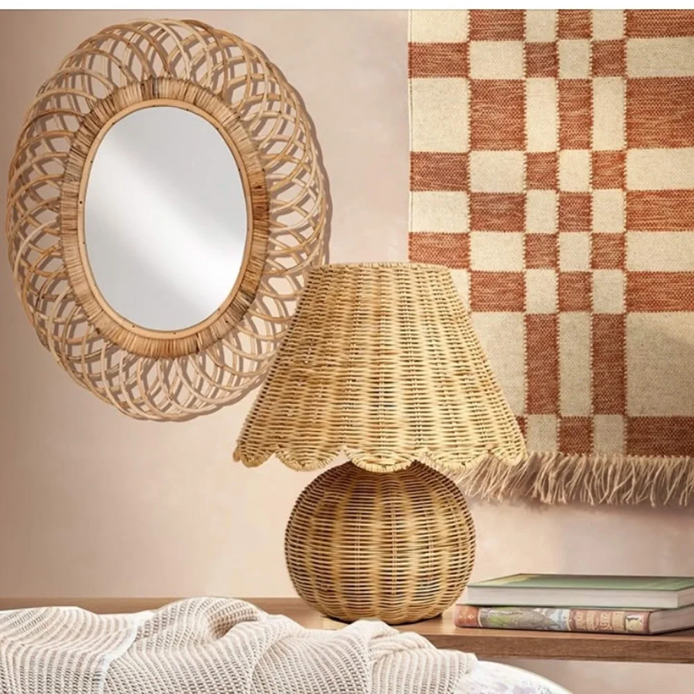 Round  Rattan  Wall Mirror -
